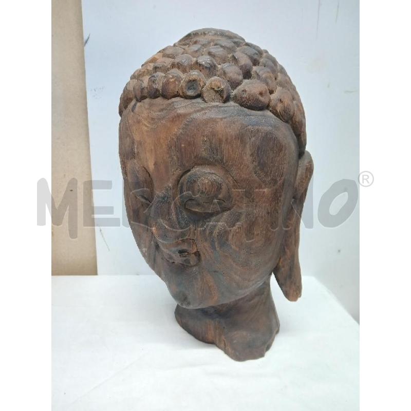 TESTA BUDHA LEGNO H.38CM | Mercatino dell'Usato Vinci - fraz. sovigliana 1