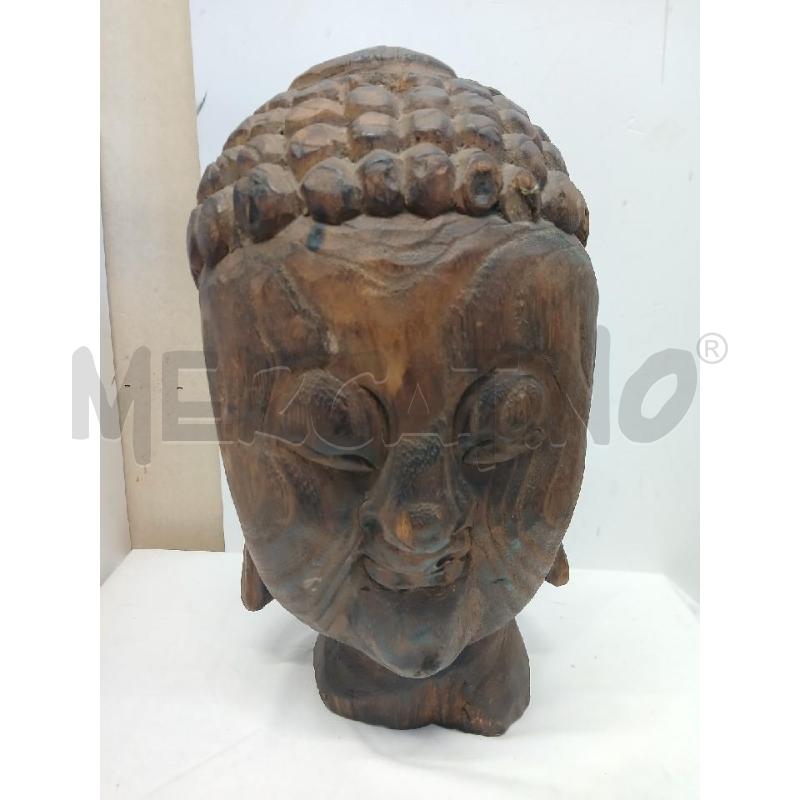 TESTA BUDHA LEGNO H.38CM | Mercatino dell'Usato Vinci - fraz. sovigliana 3