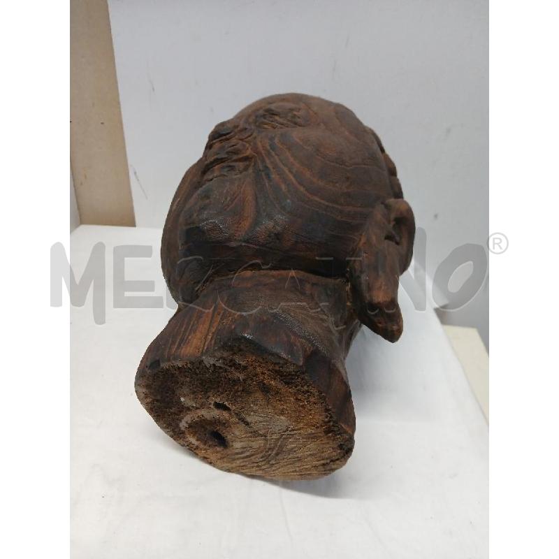 TESTA BUDHA LEGNO H.38CM | Mercatino dell'Usato Vinci - fraz. sovigliana 4
