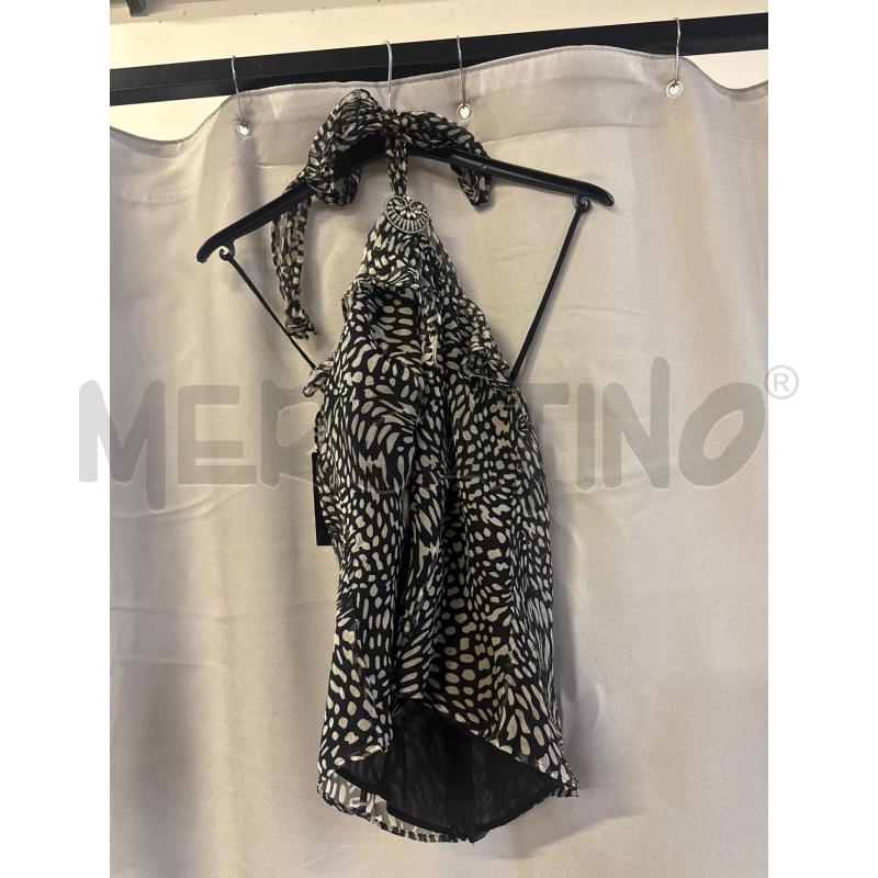 TOP LUISA SPAGNOLI NERO PUNTI PANNA TG.44 100% SETA | Mercatino dell'Usato Vinci - fraz. sovigliana 1