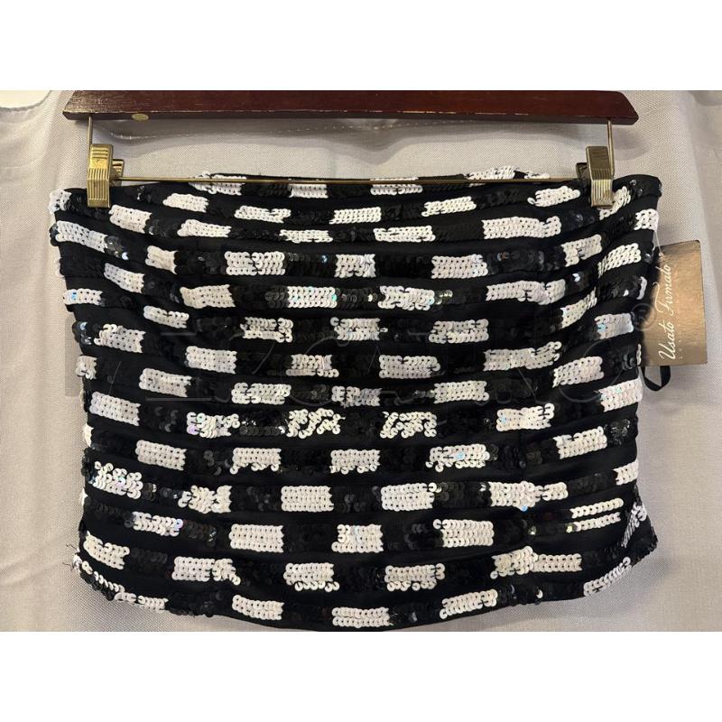 TOP MODYVA PAILLETTES BIANCHE NERA TG.46 | Mercatino dell'Usato Vinci - fraz. sovigliana 1