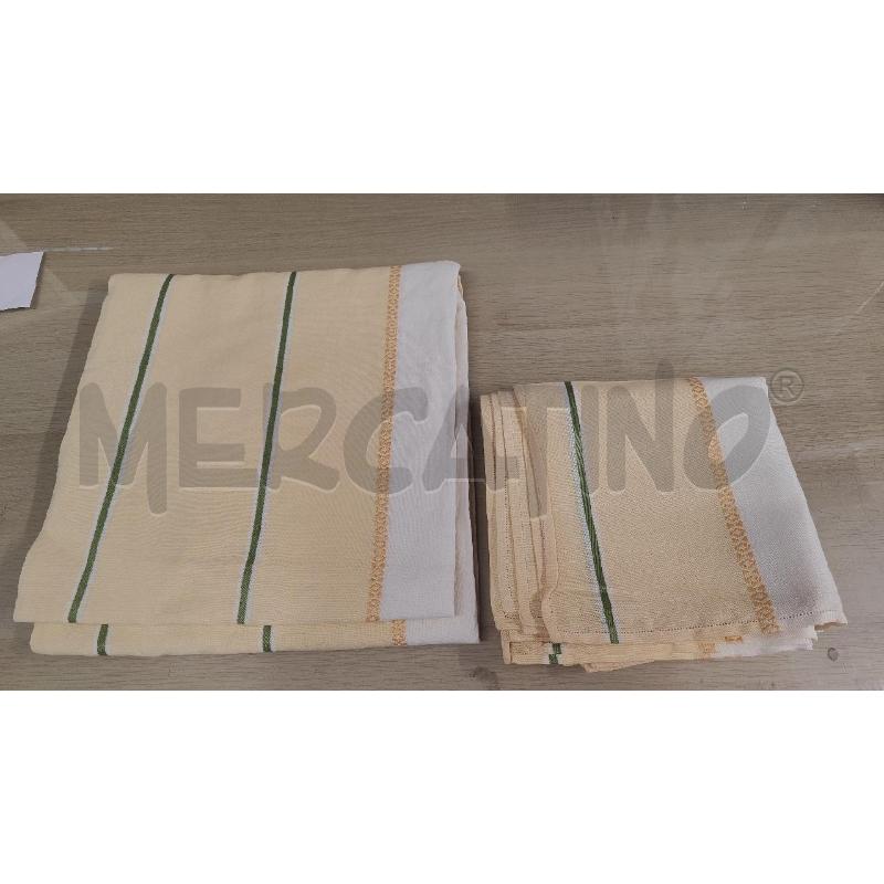 TOVAGLIA 230X135 + 10 TOVAGLIOLI GIALLA RIGHE VERDI | Mercatino dell'Usato Vinci - fraz. sovigliana 1