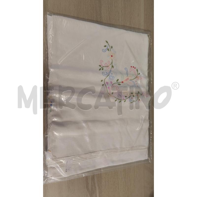 TOVAGLIA RETT. BIANCA RICAMO FIORI ROSA NUOVA | Mercatino dell'Usato Vinci - fraz. sovigliana 1