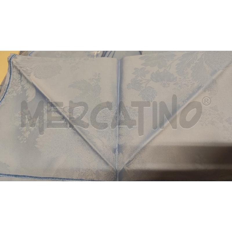 TOVAGLIA RETT. + 12 TOVAGLIOLI AZZURRA DAMASCATA  | Mercatino dell'Usato Vinci - fraz. sovigliana 2