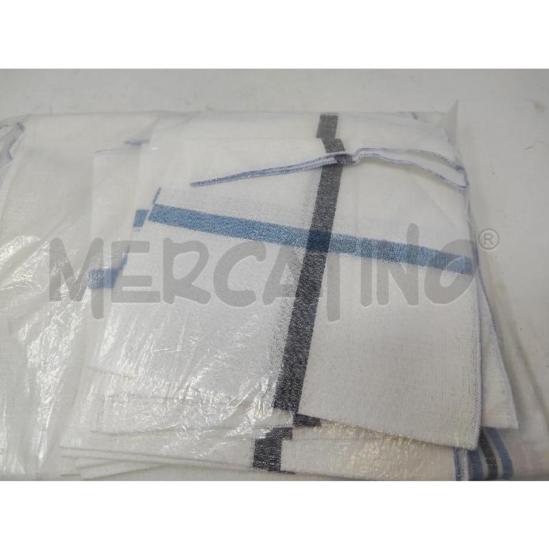 TOVAGLIA RETT. + 12 TOVAGLIOLI BIANCA QUADRI BLU RICAMO FIORI | Mercatino dell'Usato Vinci - fraz. sovigliana 2