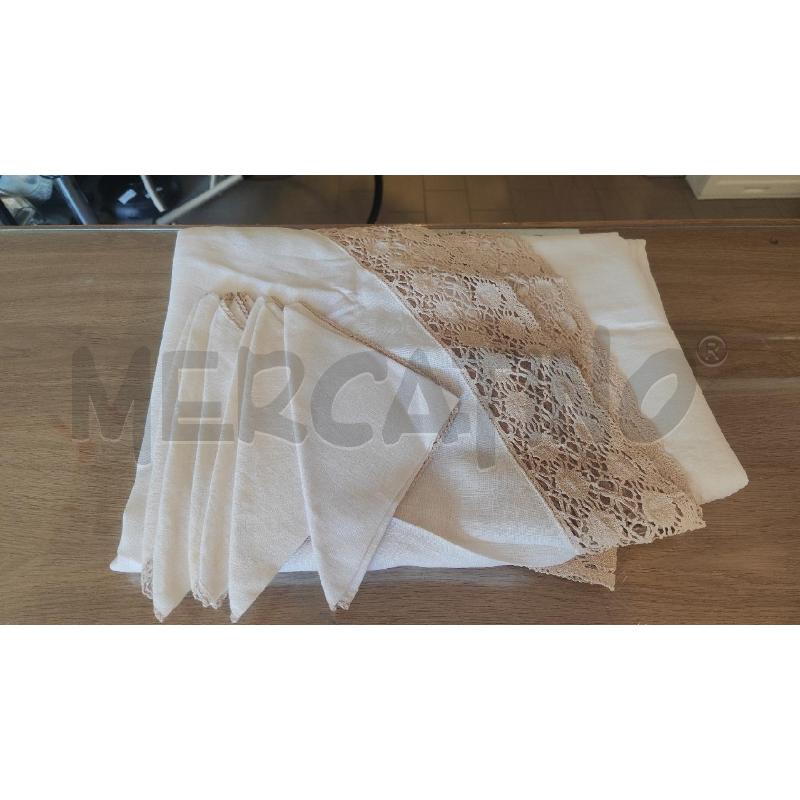 TOVAGLIA RETT. + 6 TOVAGLIOLI BEIGE INSERTI TRINA  | Mercatino dell'Usato Vinci - fraz. sovigliana 1