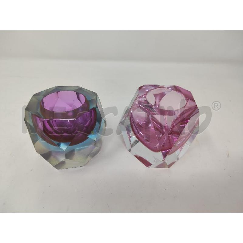 VASETTI PZ. 2 VETRO VIOLA ROSA SFACCETTATI | Mercatino dell'Usato Vinci - fraz. sovigliana 1