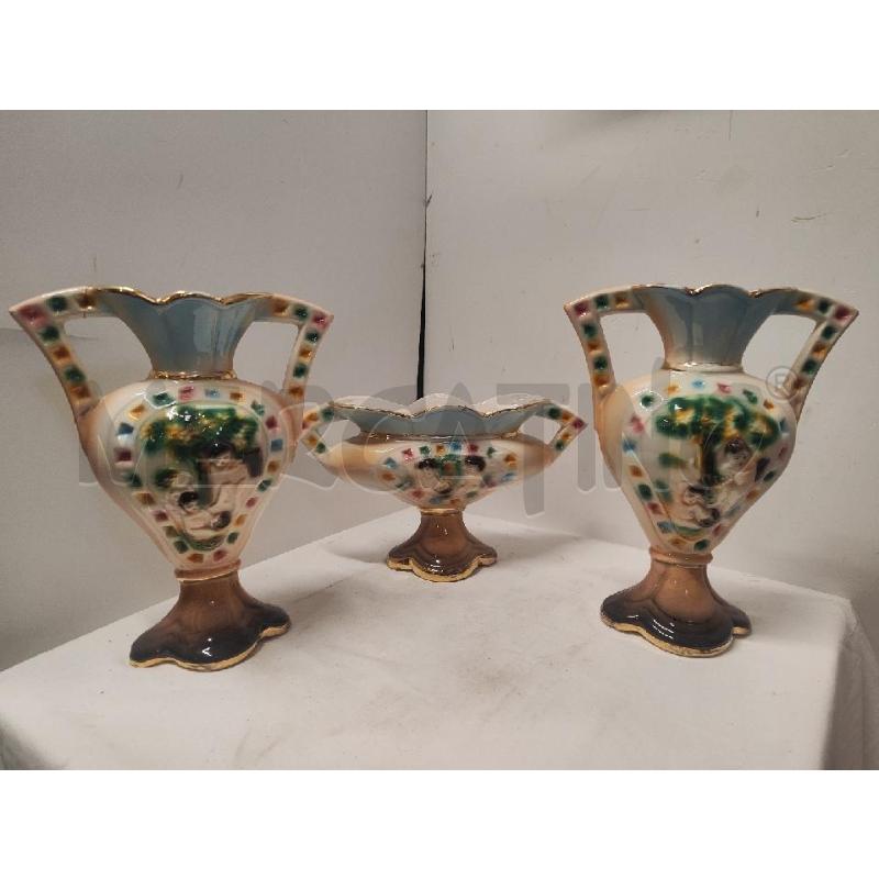 VASI 3 PZ 2 H.26 1 OVALE H.17 DECORATI CON DAMINE | Mercatino dell'Usato Vinci - fraz. sovigliana 1