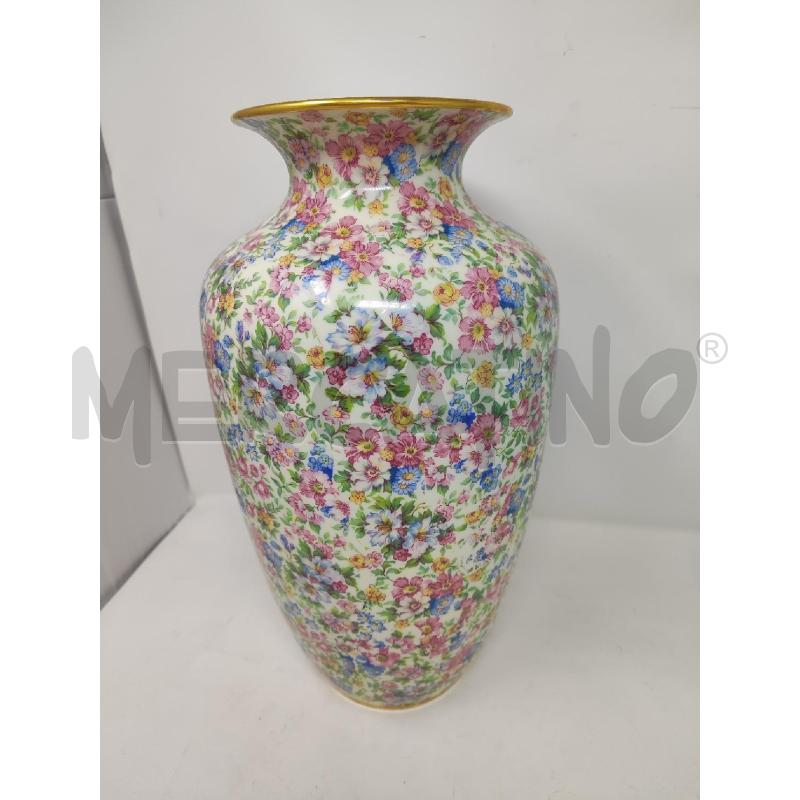 VASO CERAMICA BAVARIA H.34 FIORELLINI ROSA AZZURRO | Mercatino dell'Usato Vinci - fraz. sovigliana 1