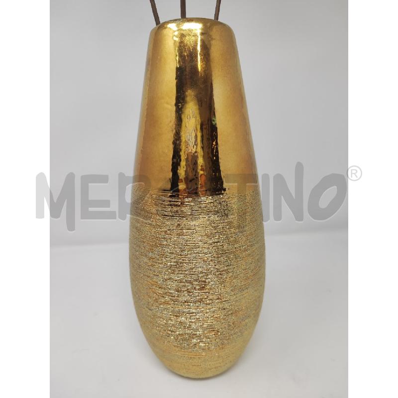 VASO CERAMICA DORATO MAISONS DU MONDE + 3 FIORI | Mercatino dell'Usato Vinci - fraz. sovigliana 2