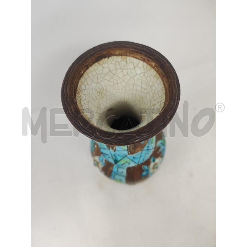 VASO CERAMICA MARRONE AZZURRO FIORI | Mercatino dell'Usato Vinci - fraz. sovigliana 3