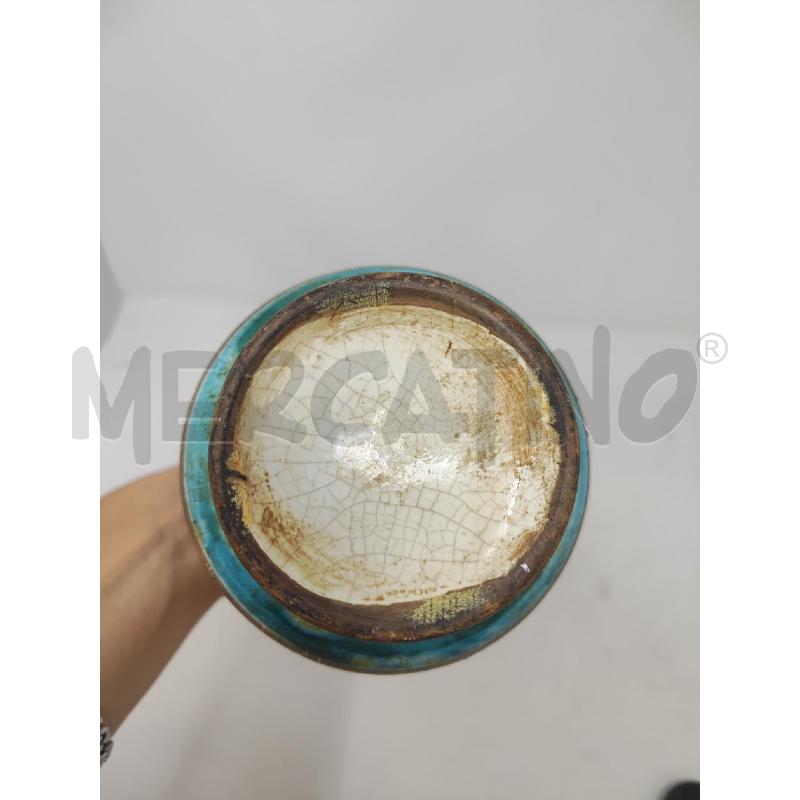 VASO CERAMICA MARRONE AZZURRO FIORI | Mercatino dell'Usato Vinci - fraz. sovigliana 4