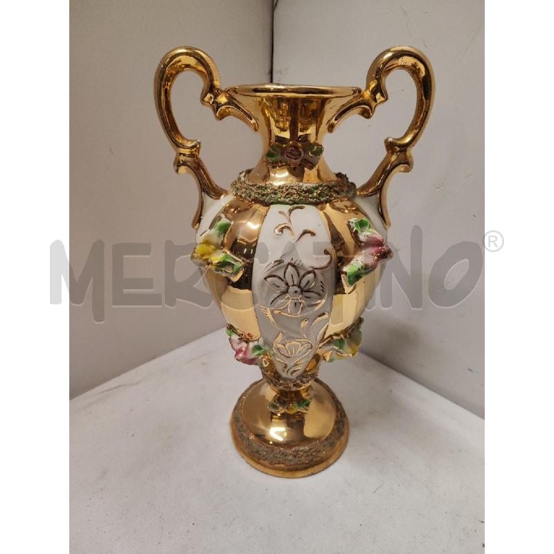 VASO CERAMICA PANNA ORO 2 MANICI E FIORI | Mercatino dell'Usato Vinci - fraz. sovigliana 2