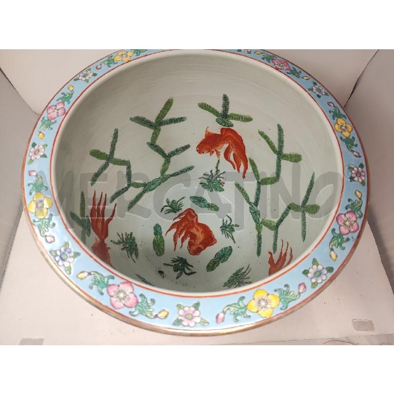 VASO IN TERRACOTTA AZZURRO UCCELLI E PESCI | Mercatino dell'Usato Vinci - fraz. sovigliana 2
