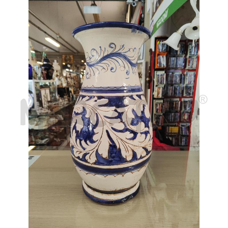 VASO IN TERRACOTTA BIANCO BLU INCISO FOGLIE  | Mercatino dell'Usato Vinci - fraz. sovigliana 1