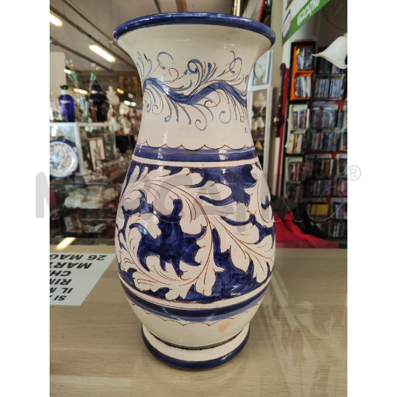 VASO IN TERRACOTTA BIANCO BLU INCISO FOGLIE  | Mercatino dell'Usato Vinci - fraz. sovigliana 2