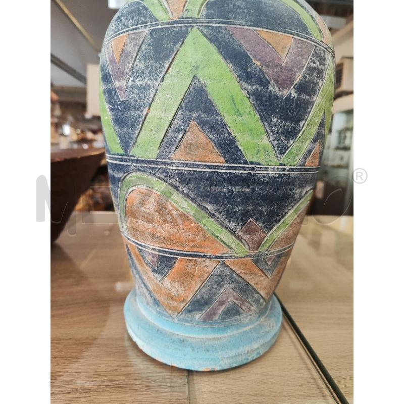 VASO IN TERRACOTTA DECORO AZZURRO ARANCIO INCISO | Mercatino dell'Usato Vinci - fraz. sovigliana 3