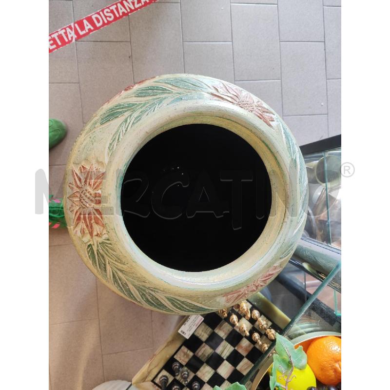 VASO IN TERRACOTTA INCISO VERDE FIORI ROSSI  | Mercatino dell'Usato Vinci - fraz. sovigliana 2