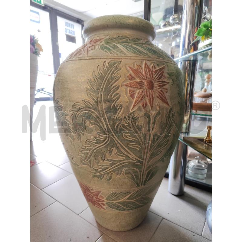 VASO IN TERRACOTTA INCISO VERDE FIORI ROSSI  | Mercatino dell'Usato Vinci - fraz. sovigliana 3