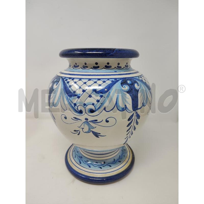 VASO IN TERRACOTTA PALLA DECORO BLU AZZURRO | Mercatino dell'Usato Vinci - fraz. sovigliana 1