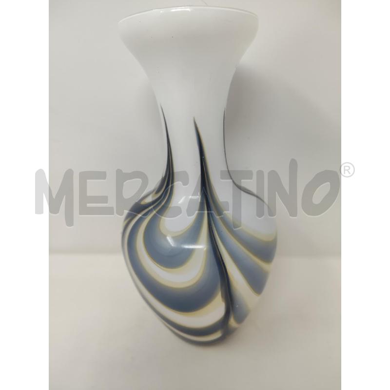 VASO VETRO BIANCO ONDE GRIGIE H.27 | Mercatino dell'Usato Vinci - fraz. sovigliana 2