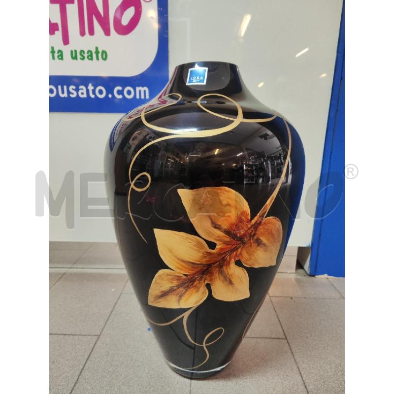 VASO VETRO NERO DECORO ORO NUOVO H.52 | Mercatino dell'Usato Vinci - fraz. sovigliana 1