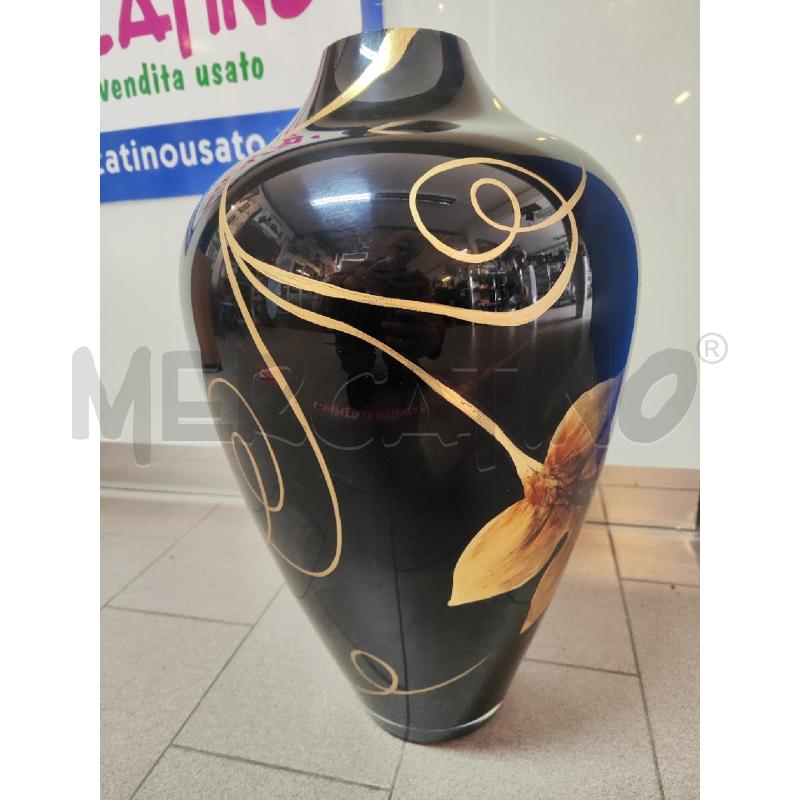 VASO VETRO NERO DECORO ORO NUOVO H.52 | Mercatino dell'Usato Vinci - fraz. sovigliana 2