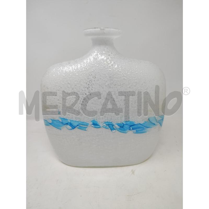 VASO VETRO OVALE BIANCO BALZA AZZURRA | Mercatino dell'Usato Vinci - fraz. sovigliana 1