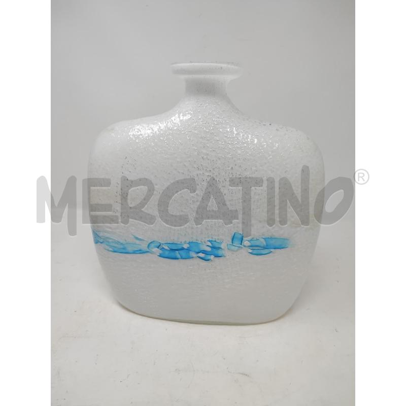 VASO VETRO OVALE BIANCO BALZA AZZURRA | Mercatino dell'Usato Vinci - fraz. sovigliana 4