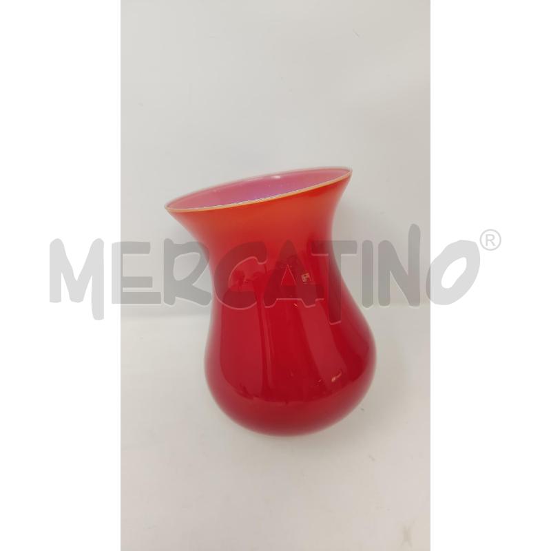 VASO VETRO ROSSO BIANCO BASE TONDA  | Mercatino dell'Usato Vinci - fraz. sovigliana 1