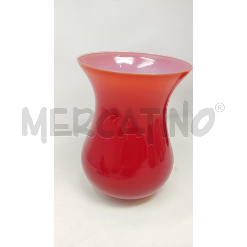 VASO VETRO ROSSO BIANCO BASE TONDA  | Mercatino dell'Usato Vinci - fraz. sovigliana 2