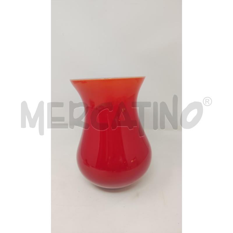 VASO VETRO ROSSO BIANCO BASE TONDA  | Mercatino dell'Usato Vinci - fraz. sovigliana 1