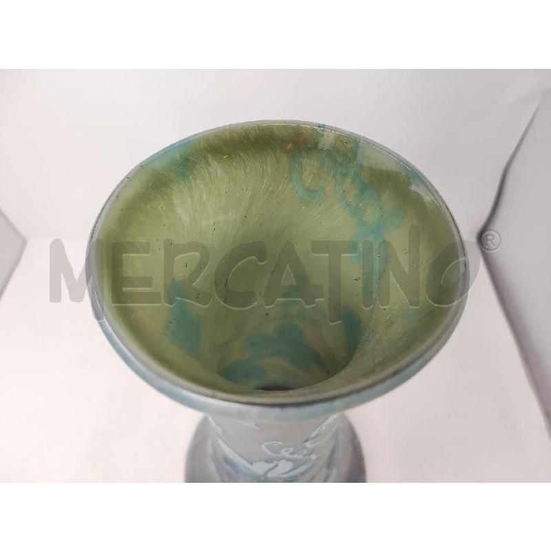 VASO VETRO SFUMATO AZZURRO FOGLIE H.40 | Mercatino dell'Usato Vinci - fraz. sovigliana 3