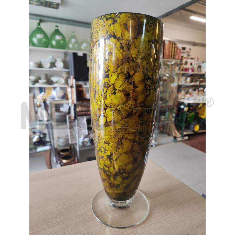 VASO VETRO VERDE MARMORIZZATO CON PIEDE H.35 NUOVO | Mercatino dell'Usato Vinci - fraz. sovigliana 1