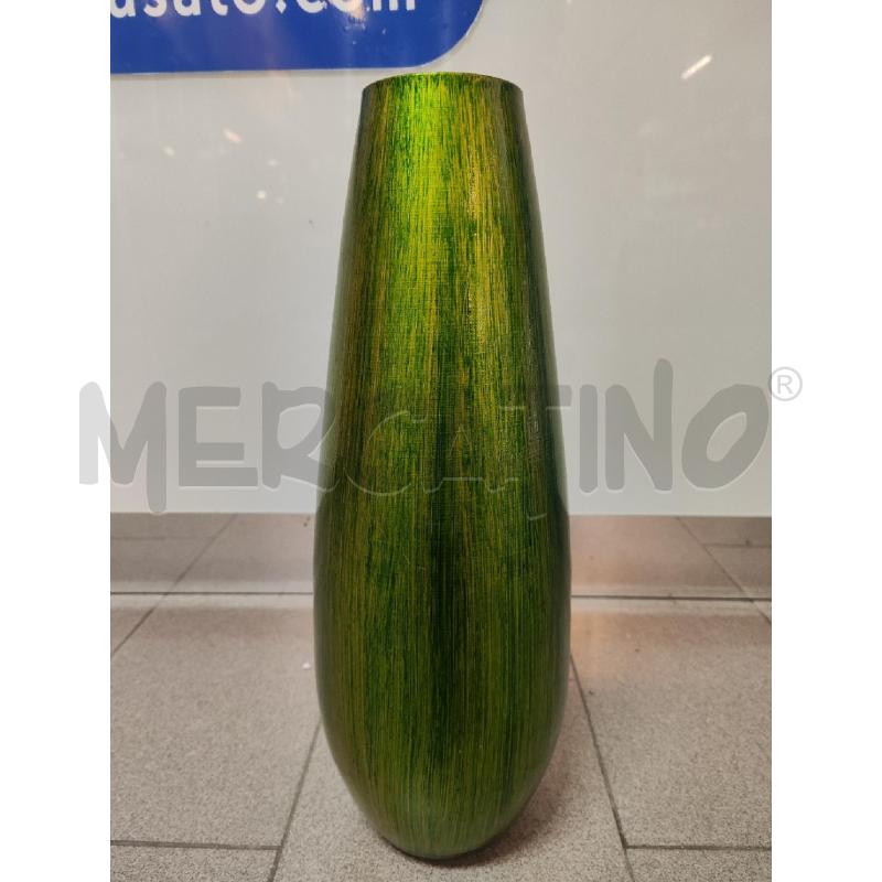 VASO VETRO VERDE RIGATO H.40 NUOVO BOCCA STRETTA  | Mercatino dell'Usato Vinci - fraz. sovigliana 1