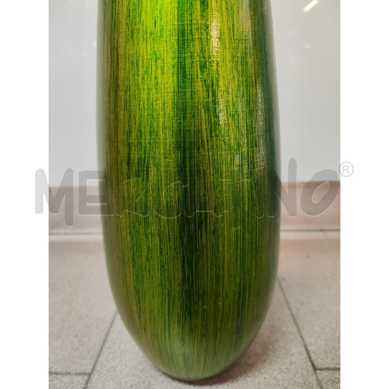 VASO VETRO VERDE RIGATO H.40 NUOVO BOCCA STRETTA  | Mercatino dell'Usato Vinci - fraz. sovigliana 3