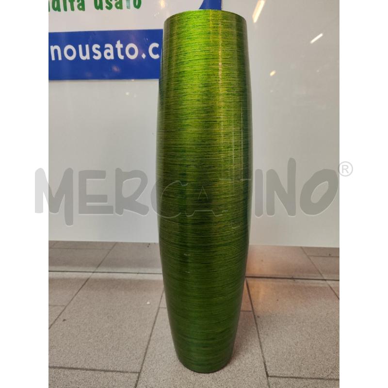 VASO VETRO VERDE RIGATO NUOVO H.50 | Mercatino dell'Usato Vinci - fraz. sovigliana 1