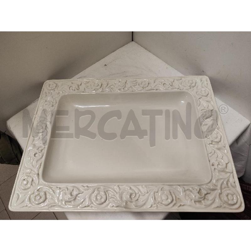 VASSOIO RETT. CERAMICA BITOSSI BORDO FIORI BIANCO | Mercatino dell'Usato Vinci - fraz. sovigliana 1