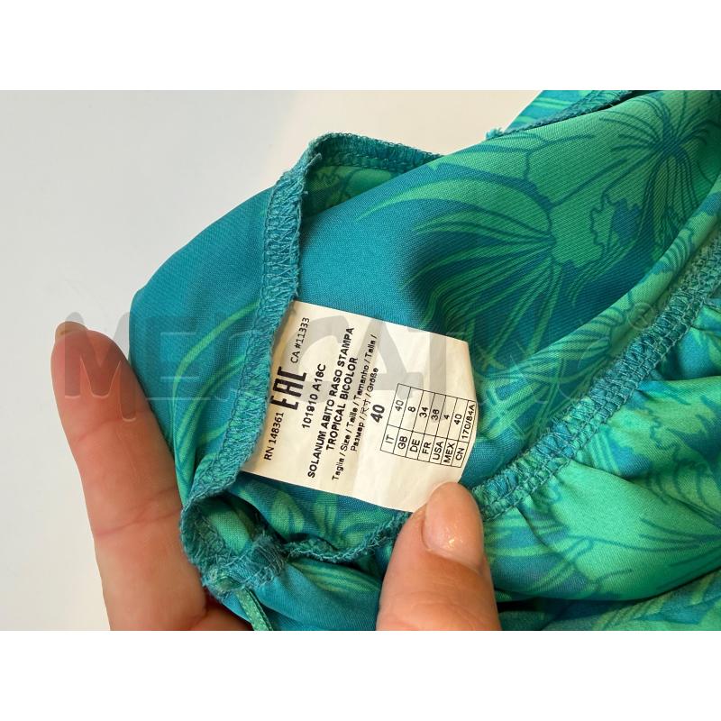 ABITO DONNA VERDE ACQUA RASO STAMPA TROPICAL PINKO  | Mercatino dell'Usato Genova sampierdarena 3