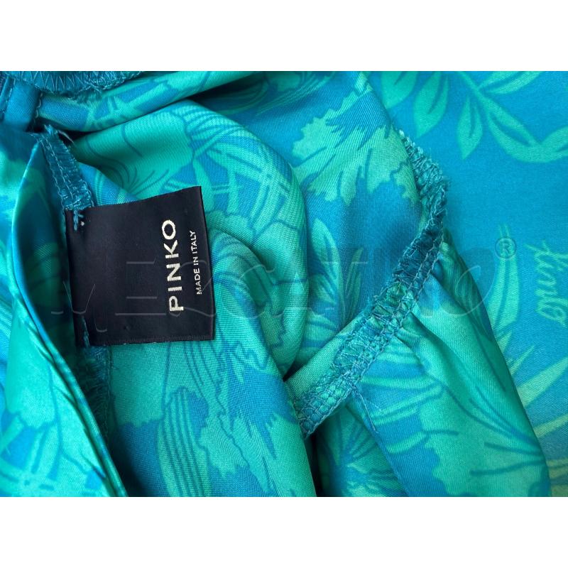 ABITO DONNA VERDE ACQUA RASO STAMPA TROPICAL PINKO  | Mercatino dell'Usato Genova sampierdarena 4