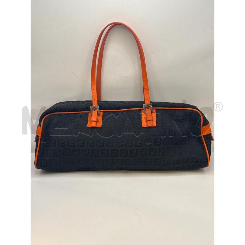 BORSA DONNA FENDI TELA NERA PEL ARANCIO | Mercatino dell'Usato Genova sampierdarena 1