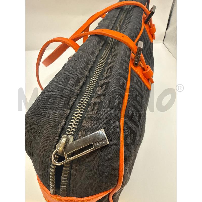 BORSA DONNA FENDI TELA NERA PEL ARANCIO | Mercatino dell'Usato Genova sampierdarena 4