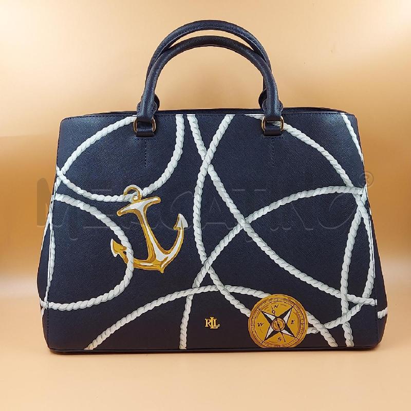 BORSA DONNA RALPH LAUREN BLU ANCORA  | Mercatino dell'Usato Genova sampierdarena 1