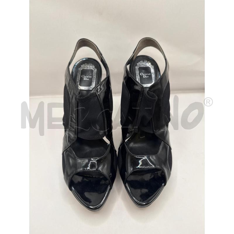 SANDALI DONNA DIOR NERI LACCATI | Mercatino dell'Usato Genova sampierdarena 1