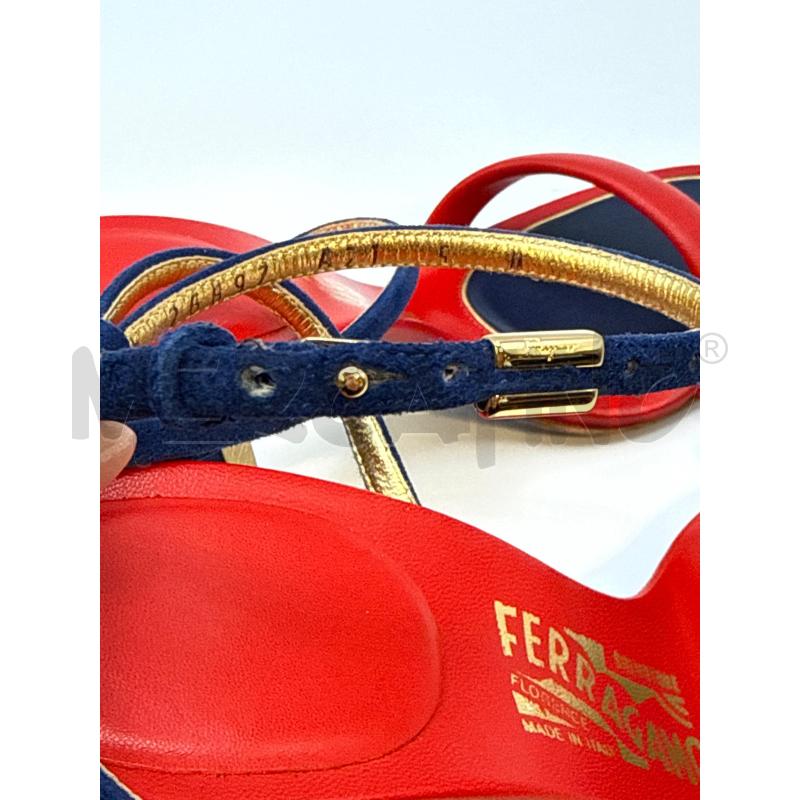 SANDALI DONNA TACCO FERRAGAMO ROSSI BLU DORATI | Mercatino dell'Usato Genova sampierdarena 2