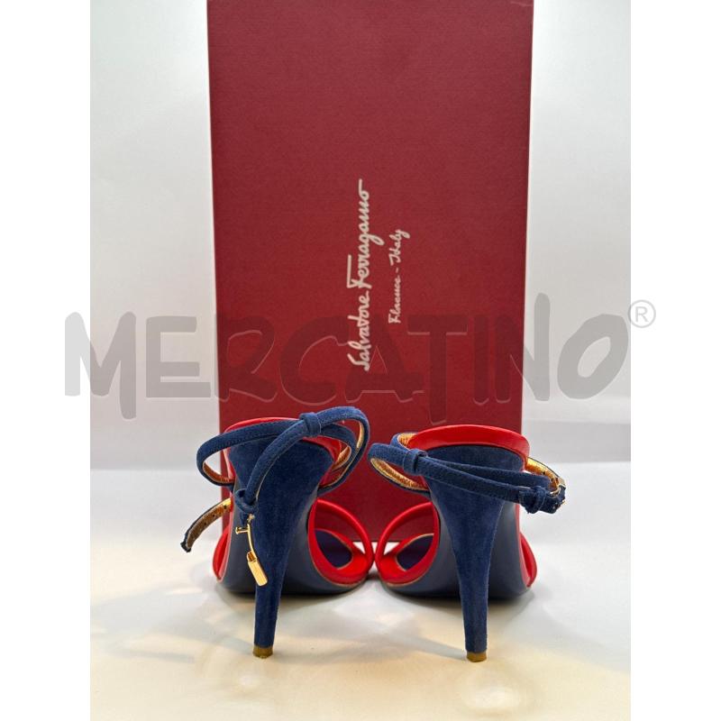 SANDALI DONNA TACCO FERRAGAMO ROSSI BLU DORATI | Mercatino dell'Usato Genova sampierdarena 3