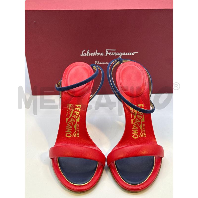 SANDALI DONNA TACCO FERRAGAMO ROSSI BLU DORATI | Mercatino dell'Usato Genova sampierdarena 4