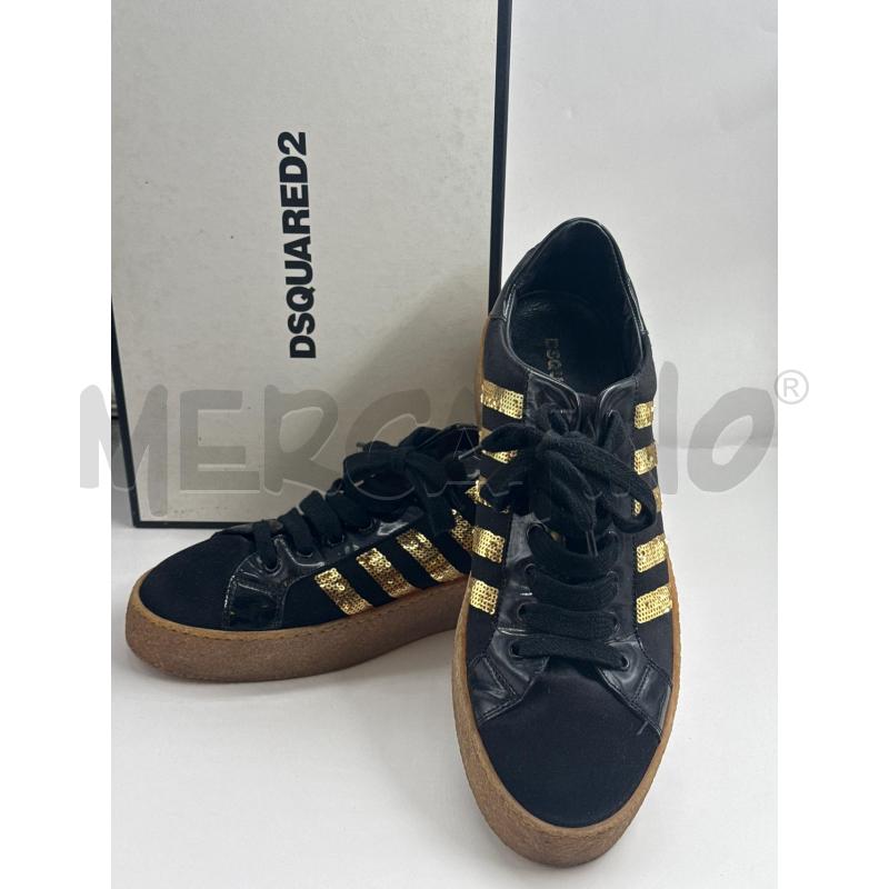 SCARPE UOMO DSQUARED2 NERE DORATE  | Mercatino dell'Usato Genova sampierdarena 1
