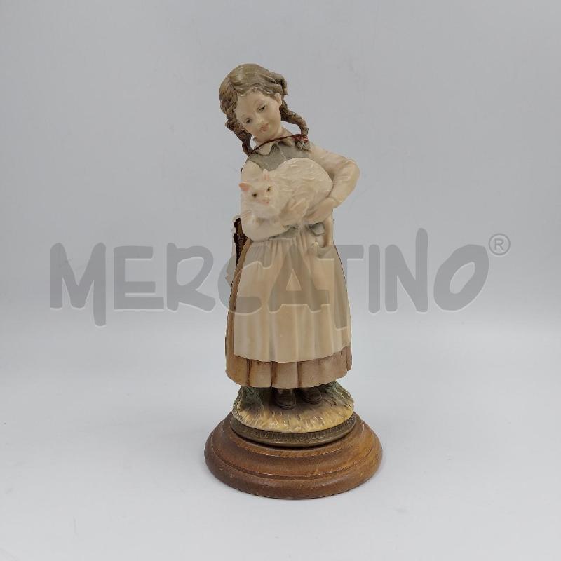 STATUINA BAMBINA CON GATTINO  B.MERLI  | Mercatino dell'Usato Genova sampierdarena 1