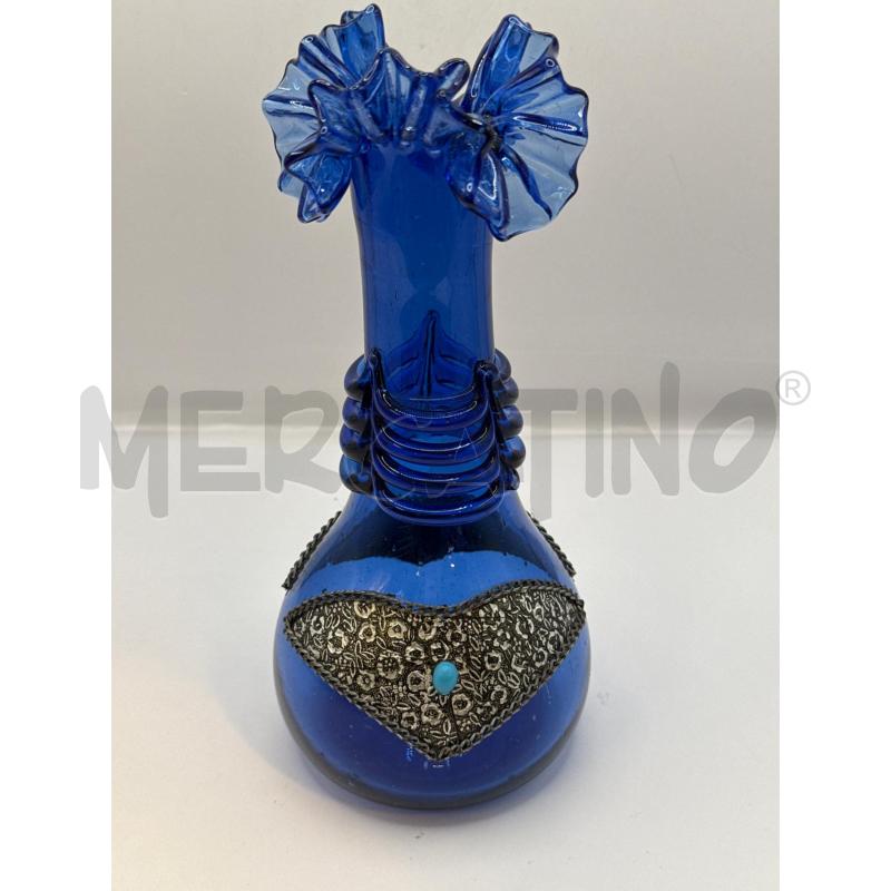 VASO BLU CON INSERTO ARGENTATO  | Mercatino dell'Usato Genova sampierdarena 1